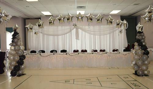 Silver stars and organza backdrop