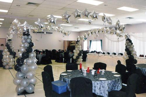 Balloon columns and silver stars