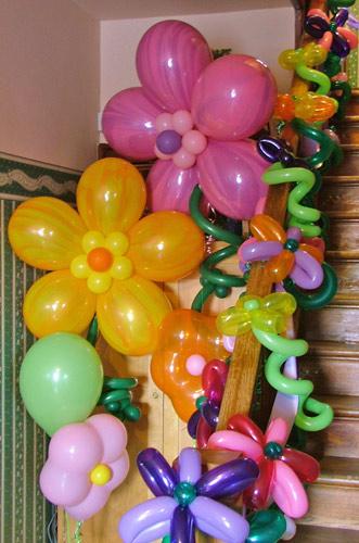 balloon flowers on stairs