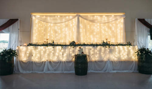 Head table with backdrop